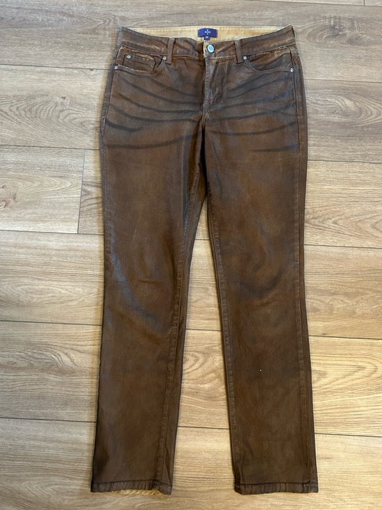 NYDJ Denim - NYDJ Brown Coated Skinny Jeans Womens 6P Petite Lift Tuck Stretch